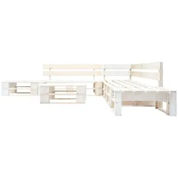 vidaXL 6-tlg. Garten-Paletten-Sofagarnitur Holz Weiß