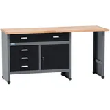 KÜPPER Werkbank 12037, 4 Schubladen, 1 Tür, Sitzraum, 300 kg Traglast, ultramarinblau schwarz