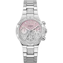 GUESS Damen-Uhr Harlow Silber 38mm mit Edelstahlarmband & 3 bar Wasserschutz – GW0950L1