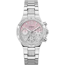 GUESS Damen-Uhr Harlow Silber 38mm mit Edelstahlarmband & 3 bar Wasserschutz – GW0950L1