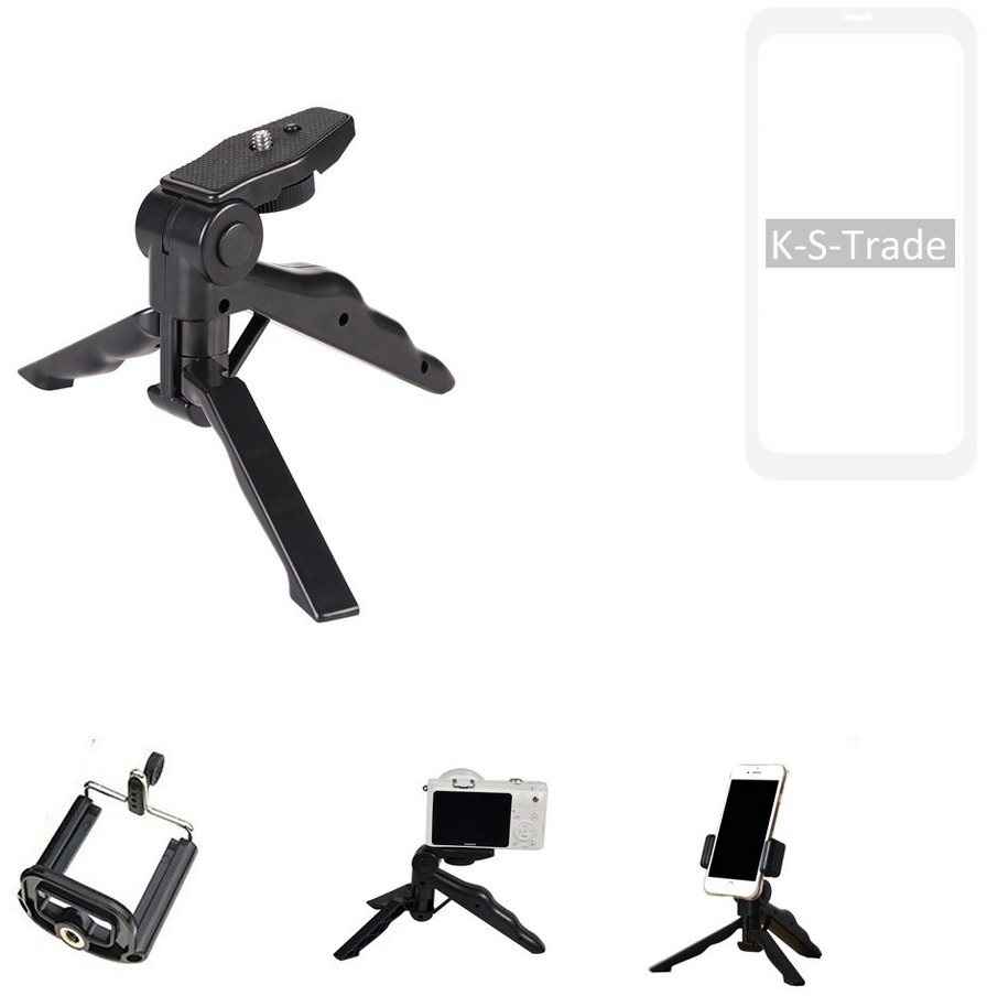 K-S-Trade für Huawei Mate 20 Pro Smartphone-Halterung, (Stativ Tisch-Ständer Dreibein Handy-Stativ Ständer Mini-Stativ) schwarz