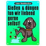 speecheese Gießen und düngen - Kein Hundeklo Schild in bunt als lustiges Geschenk für Gartenbesitzer die gegen Hundehinterlassenschaften auf dem Grundstück vorgehen wollen