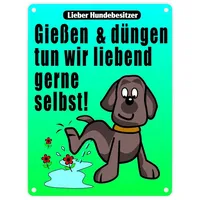 speecheese Gießen und düngen - Kein Hundeklo Schild in bunt als lustiges Geschenk für Gartenbesitzer die gegen Hundehinterlassenschaften auf dem Grundstück vorgehen wollen