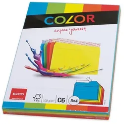 ELCO Briefumschlag C6 HK sortiert (blau,grün,gelb,orange,rot) 100g