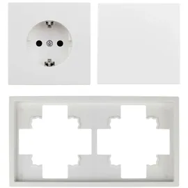 McPower Steckdosen- Set McPower Shallow Tür 2-fach Profi", 3-teilig, Klemmanschluss, weiß, matt