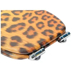 Sanilo WC-Sitz Leopardenfell, mit Absenkautomatik Hochwertiger und Stabiler Toilettendeckel aus Holz