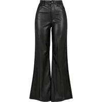 URBAN CLASSICS Ladies Faux Leather Wide Leg Pants in schwarz 29