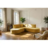 WFL GROUP ECKSOFA Nora L-Form 3-Sitzer Universell, Samt, Senfgelb 223/73/223 cm