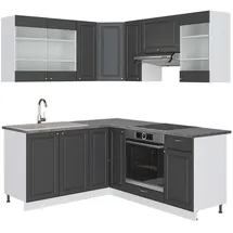Vicco Winkelküche Fame-Line L-Form 160 x 190 cm Anthrazit-Gold/Weiß