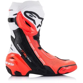 Alpinestars Supertech R Vented Stiefel perforiert - Schwarz/Weiß/Neon-Rot / 44