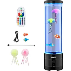 VEVOR 382mm Lavalampe schwimmende Quallen Blasenlichtlampe 16 Farbeffekte