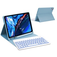 IVEOPPE Ipad air 5 Hülle mit Tastatur 2022, ipad Air Tastatur fur iPad Air 4 2020 10.9" /iPad 11 Pro 11", ipad pro 11 Tastatur Magnetisch Abnehmbarer QWERTZ Bluetooth Tastatur Schutzhülle, Hellblau