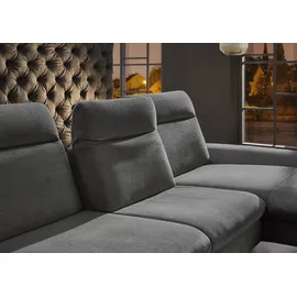 Hukla Ecksofa "HU-HP22156 L-Form", schwarz (cyber anthrazit), B:309cm H:103cm T:193cm, 100% recyceltes Polyester, Sofas, Ecksofa, inkl. Kopfpolsterverstellung, optional mit Sitztiefenverstellung