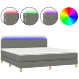 vidaXL Boxspringbett mit Matratze & LED Dunkelgrau 180x200 cm Stoff