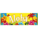 Boland 52505 - Banner Hawaii Hibiscus Aloha, 74 x 220 cm, Sommer, Strand, Hawaiiparty, Beachparty, Poolparty, Urlaub, Dekoration, Mottoparty