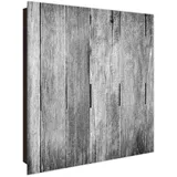 Banjado Großer Schlüsselkasten Glas 30x30cm Schwarz Scharnier Links 50 Haken Beschreibbar Magnetisch Motiv Holz Monochrom