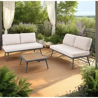 Riess-Ambiente Outdoor Lounge Sitzgruppe MOBILE MODULAR anthrazit hellgrau mit