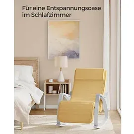 Songmics Schaukelstuhl gelb weiß Stoff, 1 St.