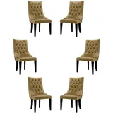 Casa Padrino Luxus Barock Esszimmer Stuhl Set Gold / Schwarz / Silber 54 x 55 x H. 110 cm - Edle Küchen Stühle mit Samtstoff - Barock Stühle 6er Set - Esszimmer Möbel