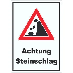 Achtung Steinschlag Aufkleber A5 (148x210mm)