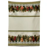 ABAKUHAUS Weihnachten Tischdecke, Vintage verzieren Natur, Inn und Outdoor Bereich geeignet Waschbar Druck Klare Farben Kein Verblassen, 140 x 200 cm, Grün Rot Beige