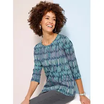 Classic Basics Sieh an! 3/4-Arm-Shirt in dunkelblau-smaragd-bedruckt | Gr.: 48