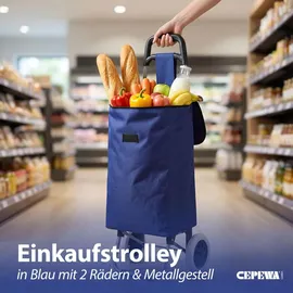 Cepewa Einkaufstrolley blau 40 x 92 x 20 cm
