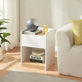 [en.casa] Nachtschrank Kuorshare 55 x 42 x 37 cm Weiß/Eicheoptik