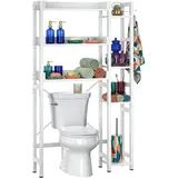 Relaxdays Toilettenregal 3 Ebenen mit Seitenablage Weiß