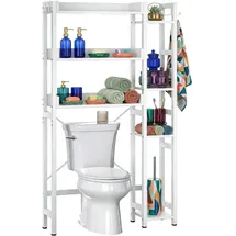 Relaxdays Toilettenregal 3 Ebenen mit Seitenablage Weiß