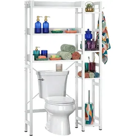 Relaxdays Toilettenregal 3 Ebenen mit Seitenablage Weiß