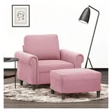 vidaXL Sessel mit Hocker 60 x 60 x 60 cm Rosa Samt
