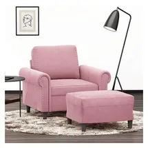 vidaXL Sessel mit Hocker 60 x 60 x 60 cm Rosa Samt