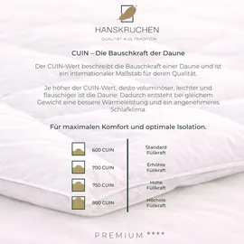 HANSKRUCHEN GmbH Hanskruchen® Bettdecke Daunen 100% 155x200 cm Medium waschbar Allergiker Ganzjahresbettdecke atmungsaktiv Daunendecke weiss - Weiß