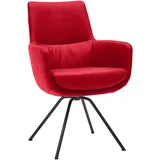 Dieter Knoll Armlehnstuhl, Rot, Schwarz, Metall, Leder, Echtleder, Semi-Anilinleder, rund, 60x90x61 cm, Beinauswahl, Lederauswahl, Typenauswahl, Esszimmer, Stühle, Esszimmerstühle, Armlehnenstühle