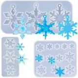 luxuskollektion 3 Stück Schneeflocken Silikonformen Weihnachts Harz DIY Transparent