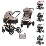 Chipolino Kombikinderwagen 2 in 1 Enigma, Sitz umbaubar, Wickeltasche, bis 22 kg beige braun