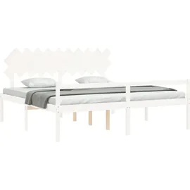 vidaXL Seniorenbett mit Kopfteil 200x200 cm Weiß Massivholz