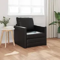 VidaXL Futon Sofa Bett 2-in-1 Schwarz 74x77x81 cm Kunstleder