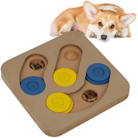 Relaxdays Intelligenzspielzeug für Hunde, Leckerli verstecken, interaktives Hundespielzeug Intelligenz, MDF, mehrfarbig, 1 Stück