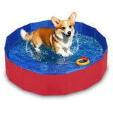 Faltbar Hundepool,Schwimmbad für Hund,Hunde Planschbecken für Haustiere,Faltbarer PVC Hundepool für Kleine Hunde,Schwimmbecken,Mini Pool für Katzen,60×20 cm, 1 Stück