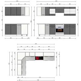 Vicco Eckküche Rick Weiß/Anthrazit Hochglanz 267 x 167 cm AP Marmor