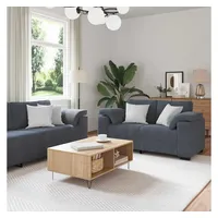 vidaXL 2-teiliges Sofa-Set mit Kissen, dunkelgrauer Samt