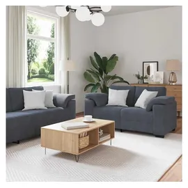 vidaXL 2-teiliges Sofa-Set mit Kissen, dunkelgrauer Samt