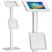 Maclean Brackets Maclean MC-476 Tablet-Bodenständer mit Diebstalschutz und Prospekthalter Kompatibel mit 9.7"-11", iPad/iPad Air/iPad Pro, Samsung Galaxy Tab A/Tab A7/Tab S6 Lite Bodenbefestigung (Weiß)
