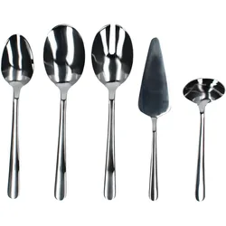 5tlg. Justinus Style Art Anlegeteile-Besteckset 1x Tortenheber, 1x Saucenlöffel, 1x Servierlöffel, 1x Salatlöffel & 1x Salatgabel