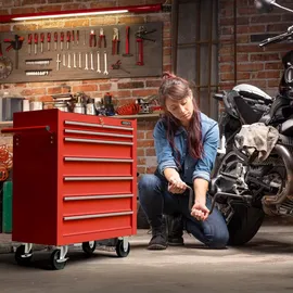 Arebos Werkzeugwagen Rollwagen Werkzeugkiste Toolbox 7 Fächer