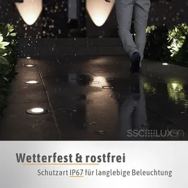 SSC-LUXon LED Bodenstrahler Edelstahl schwenkbar IP67 GU10 3W 230 lm Lieferumfang: 1 Stück silber