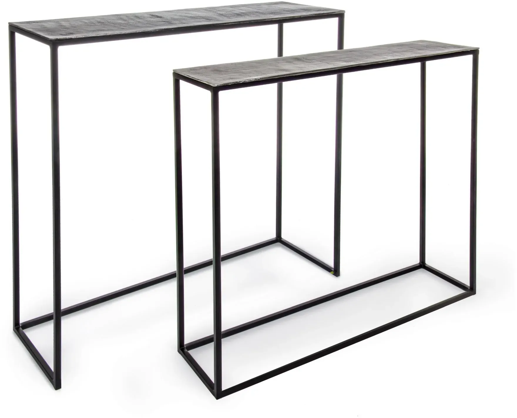 Konsole Tahir 2er-Set aus Aluminium, modern, silber schwarz, vielseitig für Dein Zuhause