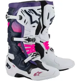 Alpinestars Tech 10 Weiß/Violet/Navy Blue/Pink Fluor 47